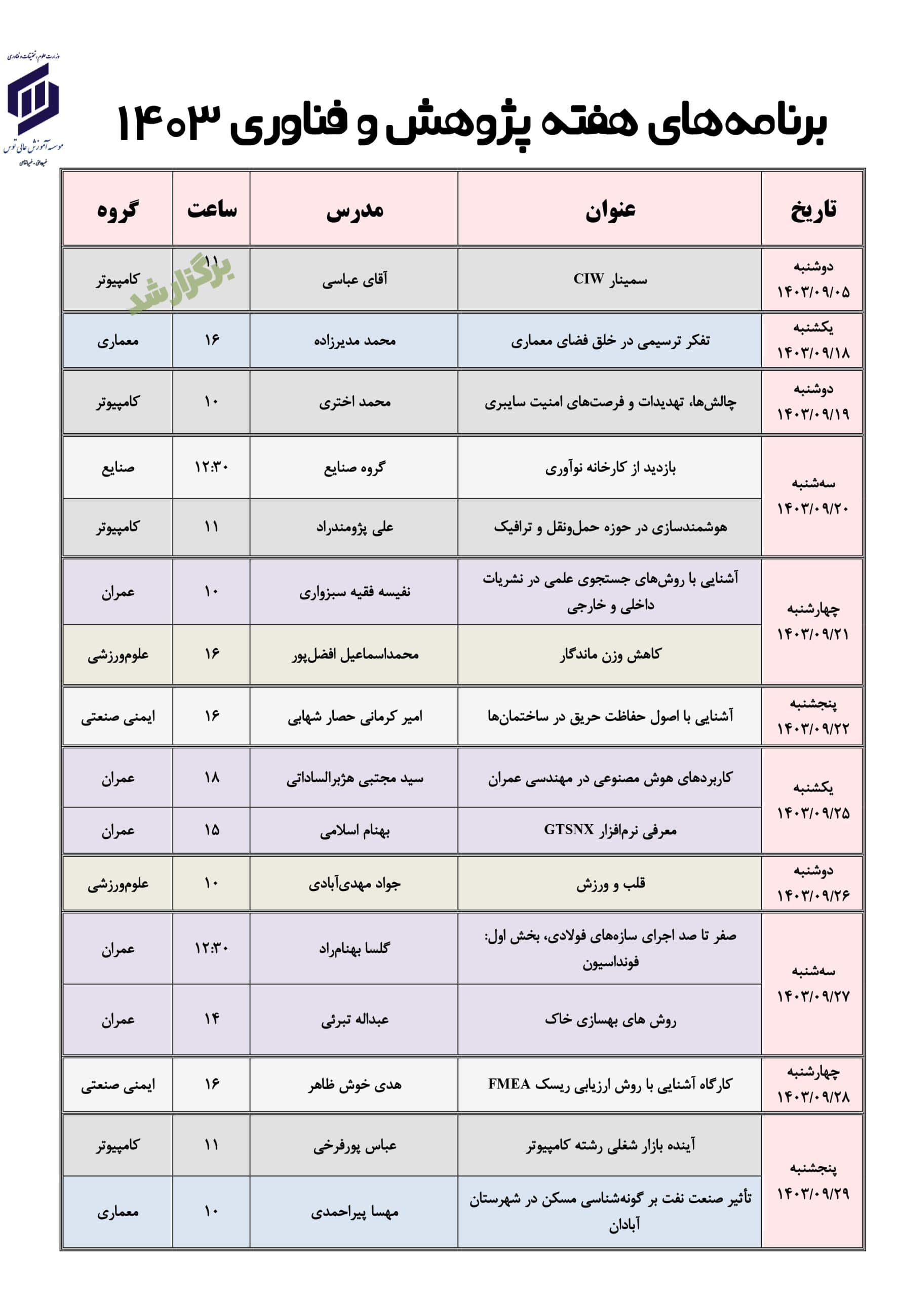 برنامه های هفته پژوهش 1403_2
